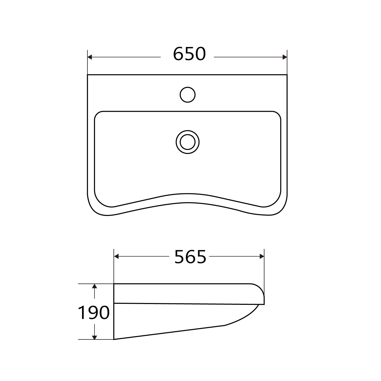 25 inch handicapped washbasin in glossy white color, wheelchair barrier-free wall-mount sink, wheelchair accessible basin